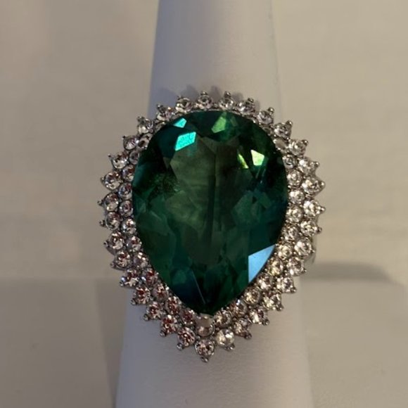 Jewelry - Green Spinel (Main stone) Ring in Sterling Silver (925) with Cubic Zirconia (9)
